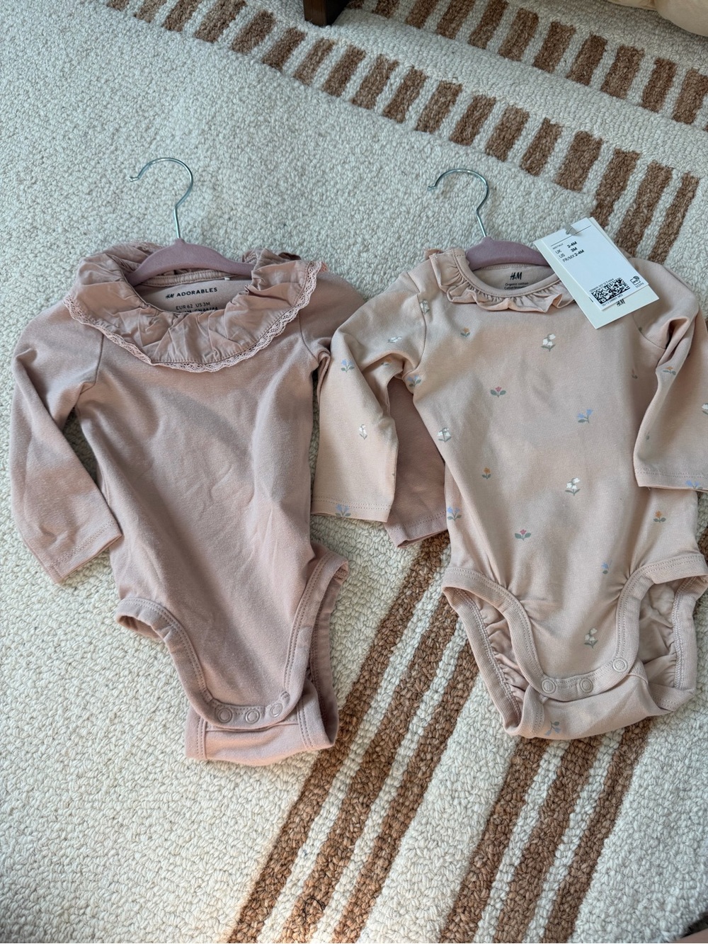 H&M Pink Ruffle Collar Baby One-Piece Bodysuits